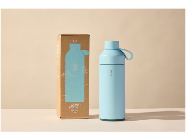 Botella agua Big Ocean Bottle 1000ml acero inoxidable reciclado Azul celeste detalle 10