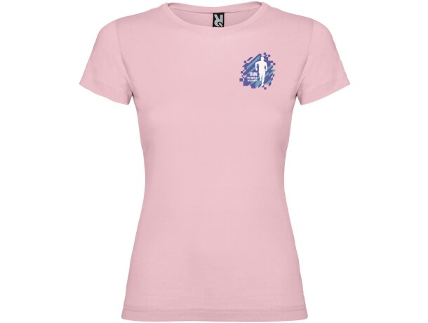 Camiseta mujer manga corta Jamaica Roly 100% algodón entallada Rosa claro detalle 37