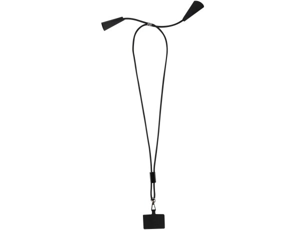 Lanyard de plástico reciclado para smartphone Funi Negro intenso detalle 6