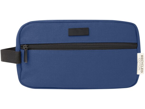 Neceser de viaje Joey con lona reciclada certificada GRS Azul marino detalle 12