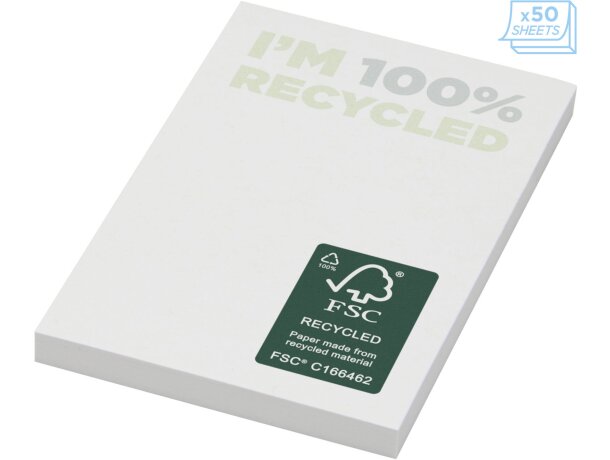 Bloc de notas adhesivas Sticky-Mate 50 x 75 mm recicladas Blanco detalle 3