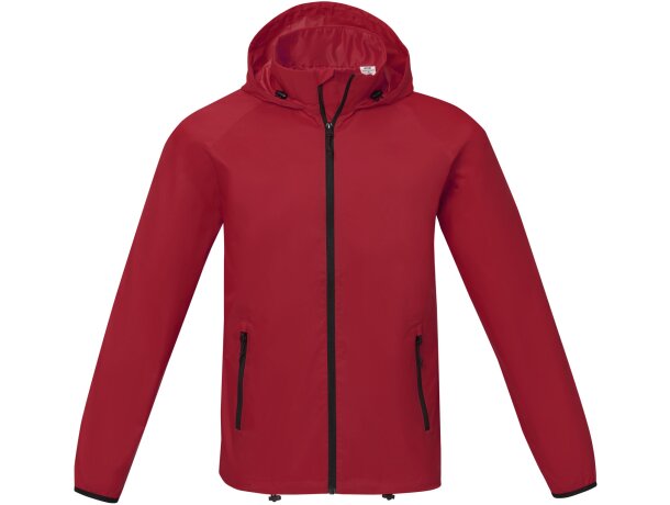 Chaqueta ligera impermeable hombre Dinlas con capucha enrollable Rojo detalle 5