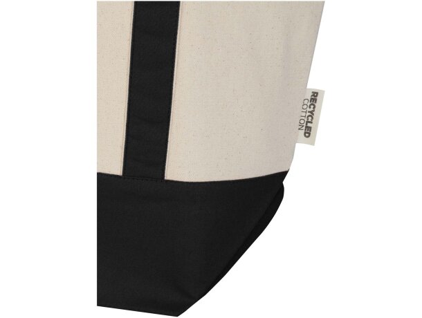 Bolsa tote de algodón reciclado certificado GRS Sam Negro intenso/natural detalle 5