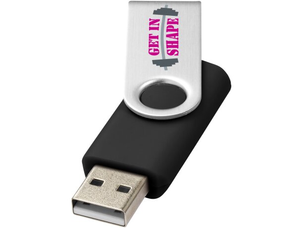 Memoria USB Rotate 2GB con protección giratoria de aluminio Negro intenso/plateado detalle 1