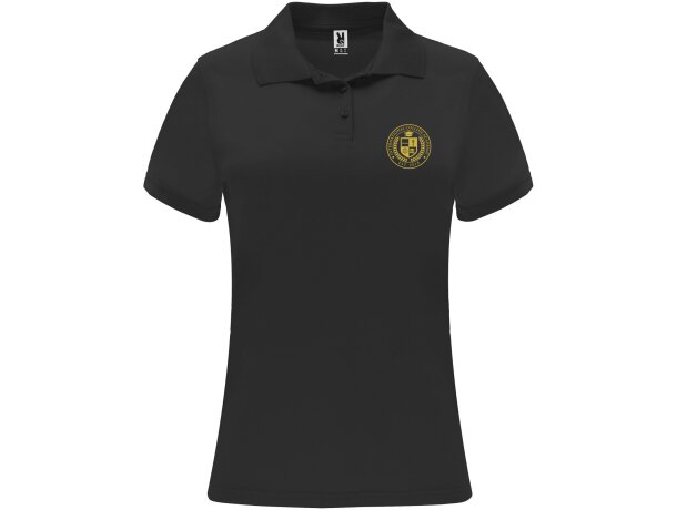 Polo deportivo de manga corta para mujer Monzha Roly Negro intenso detalle 5