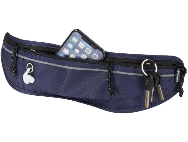 Riñonera running Nomad en poliéster reciclado certificado GRS Azul marino detalle 10