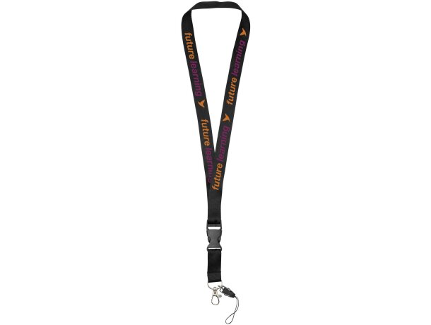 Lanyard con hebilla separable y enganche para móvil Sagan Negro intenso detalle 1