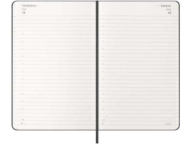 Agenda diaria Moleskine con tapa dura y cierre elástico 2026 Negro intenso detalle 6