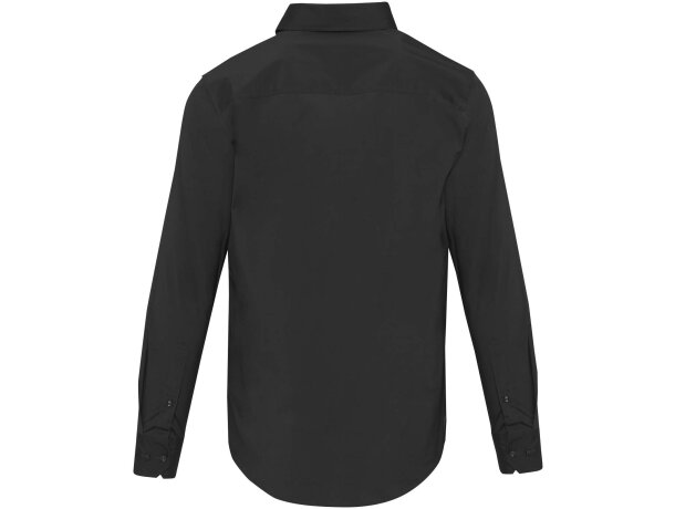 Camisa Carnelian popelina algodón BCI elástico hombre Negro intenso detalle 2