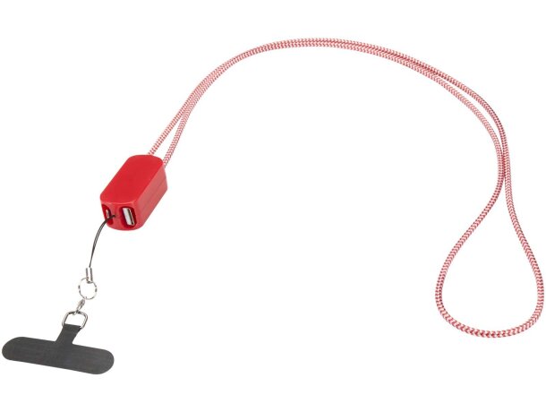 Lanyard Anser plástico reciclado cable 5 en 1 para smartphone Rojo detalle 2
