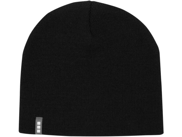 Gorro Izu de acrílico con punto de costilla 1x1 Negro intenso detalle 11