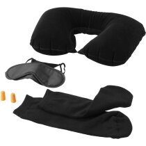 Set con antifaz, tapones, almohadilla y calcetines personalizado negro intenso Set con antifaz, tapones, almohadilla y calcetines personalizado negro intenso
