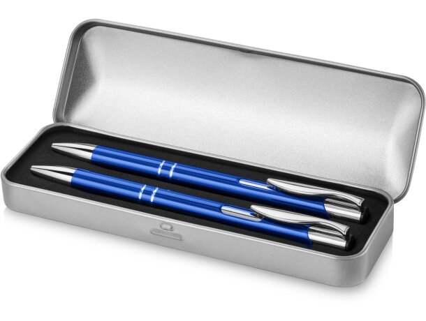 Juego de bolígrafo y portaminas de aluminio en estuche