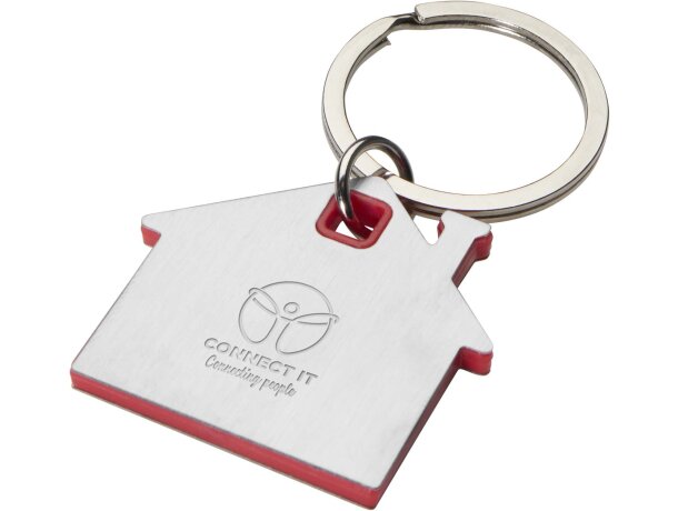 Llavero con forma de casa Nook en acero inoxidable esmerilado Rojo detalle 9