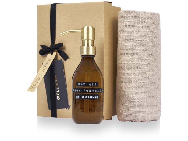 Caja regalo Wellmark Happy Home con jabón y paño ecológico detalle 2