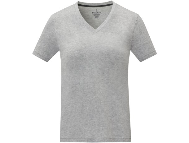 Camiseta de manga corta y cuello en V para mujer Somoto Gris mezcla detalle 14