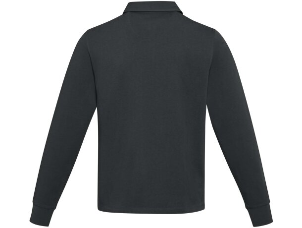 Sudadera polo rugby unisex Clyde algodón orgánico 280 g/m² Negro intenso detalle 2