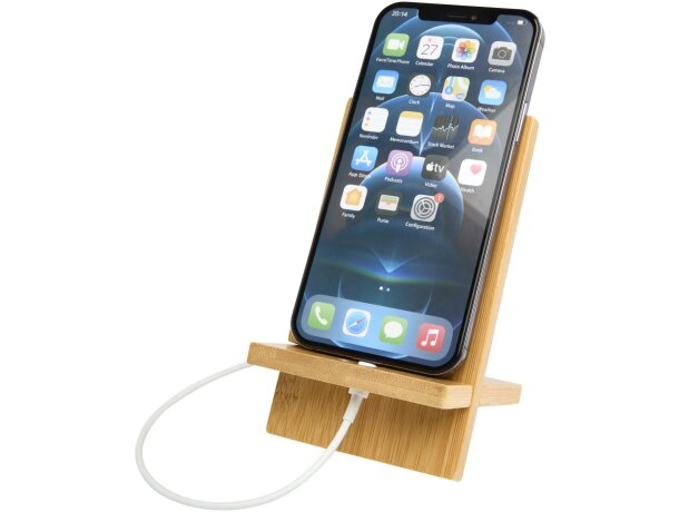 Soporte bambú desmontable Ceibo con hueco cable certificado FSC Madera detalle 5