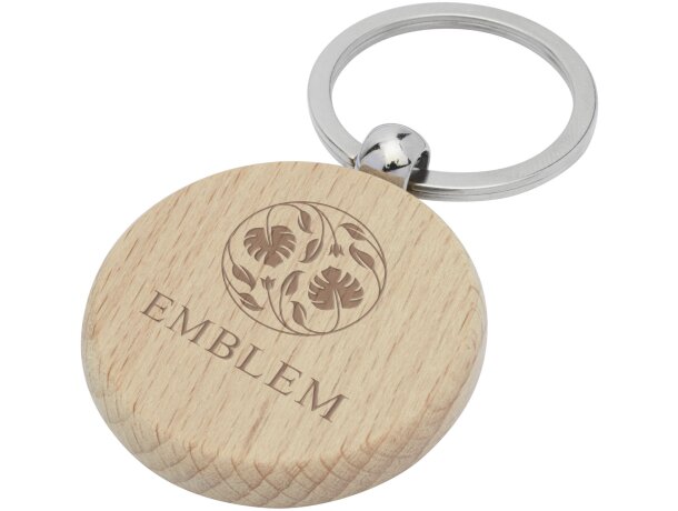 Llavero redondo de madera de haya natural Giovanni Natural detalle 1