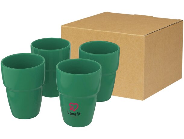 Set de regalo de 4 vasos apilables de 280 ml Staki Verde detalle 21