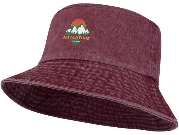 Gorro lavado Mitica con algodón reciclado y acabado vintage Burdeos detalle 4