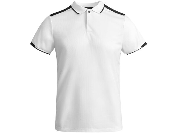 Polo deportivo manga corta infantil Tamil Roly poliéster reciclado Azul real/blanco detalle 15
