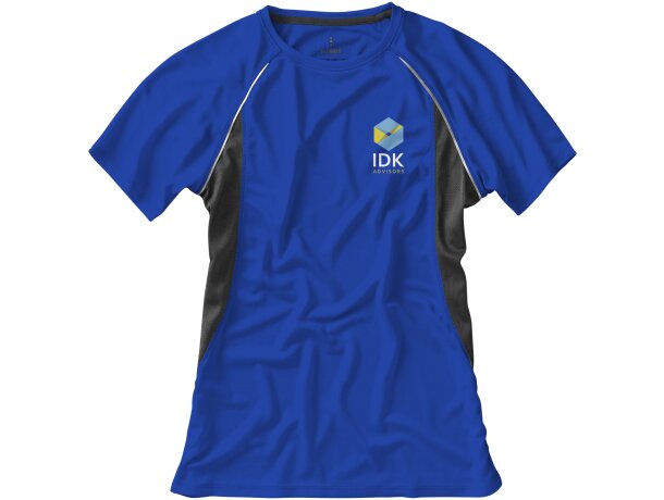 Camiseta técnica Quebec de manga corta blanca detalles de color de mujer Azul/antracita detalle 8