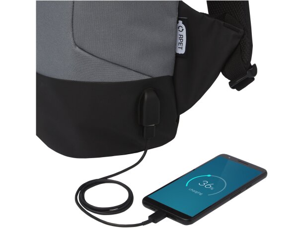 Mochila para ordenador de 15 con puerto usb poliéster reciclado grs Gris detalle 5