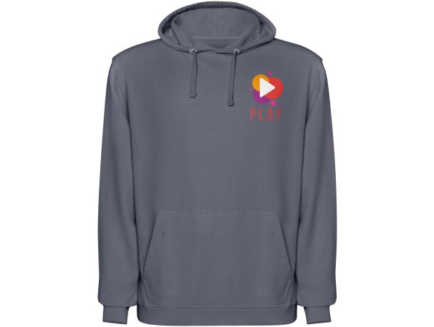 Sudadera con capucha unisex Kenia Roly algodón lavado con ácido Gris oscuro detalle 9