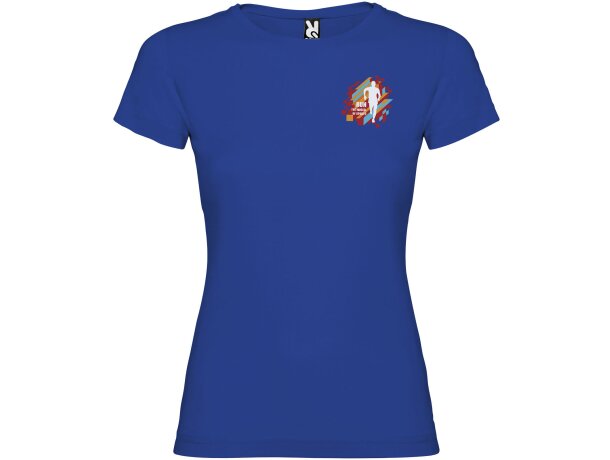Camiseta mujer manga corta Jamaica Roly 100% algodón entallada Azul real detalle 13