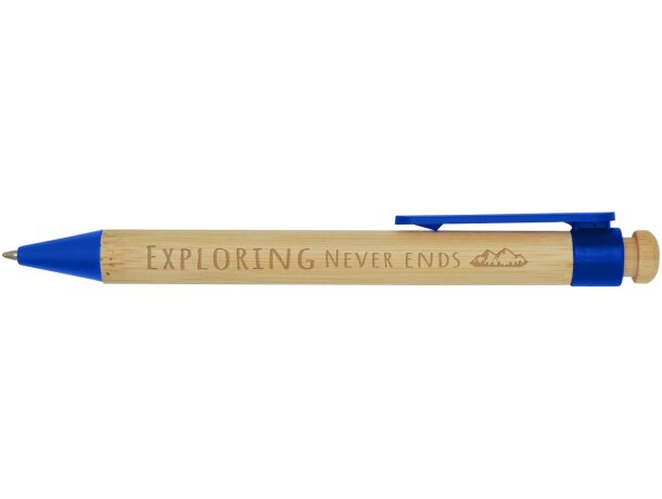 Bolígrafo Rattan bambú certificado FSC y plástico reciclado Azul detalle 7