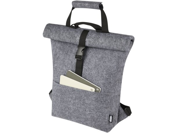 Bolsa bicicleta enrollable Felta fieltro reciclado GRS Gris medio detalle 4