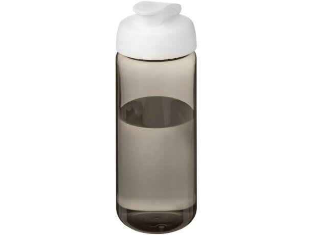 Bidón deportivo con tapa Flip de 600 ml personalizado transparente claro/gris