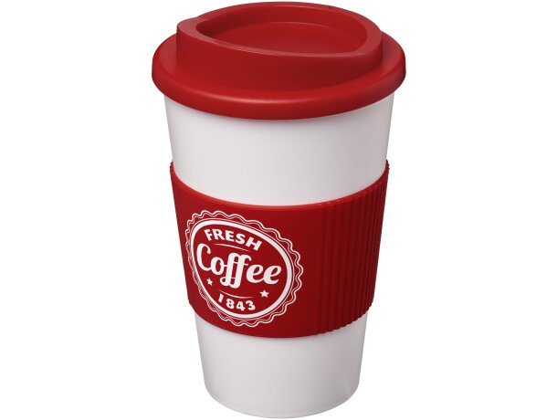 Vaso térmico 350ml con agarradera Americano Blanco/rojo detalle 37