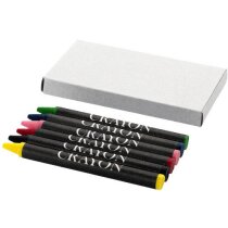 Caja de cartón con 6 ceras de colores personalizada gris Caja de cartón con 6 ceras de colores personalizada gris