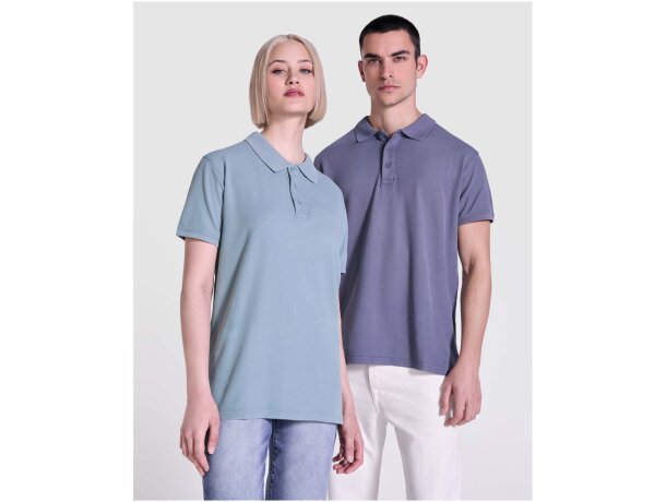 Polo manga corta unisex Cobain Roly acabado vintage Gris oscuro detalle 34