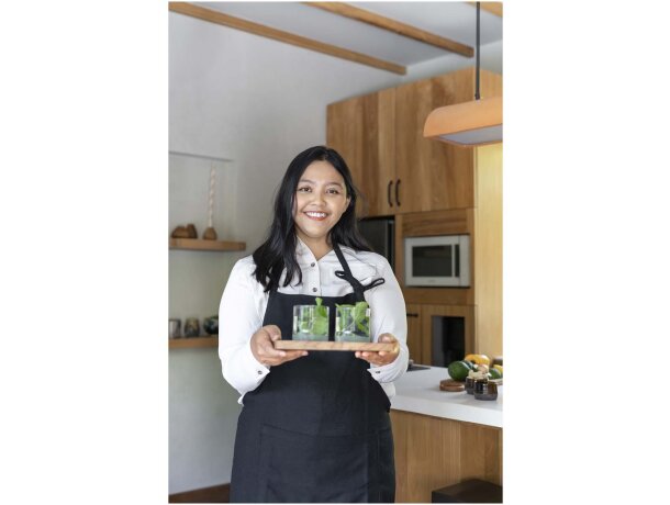 Delantal de algodón reciclado Originalhome con bolsillo frontal Verde detalle 6