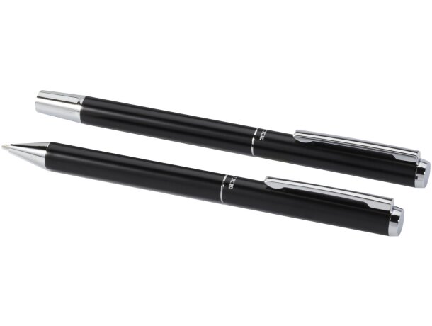 Set bolígrafo y rollerball aluminio reciclado Lucetto Negro intenso detalle 15