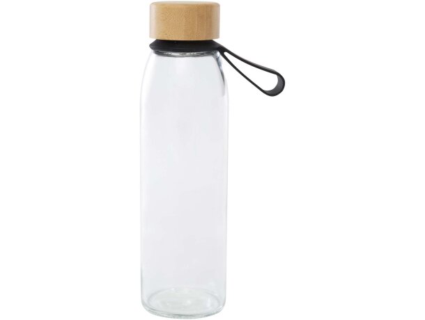 Botella de cristal Porto 500 ml con tapa de bambú Negro intenso detalle 6