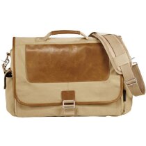 Bolsa para portátil de algodón y piel personalizada marrón claro Bolsa para portátil de algodón y piel personalizada marrón claro