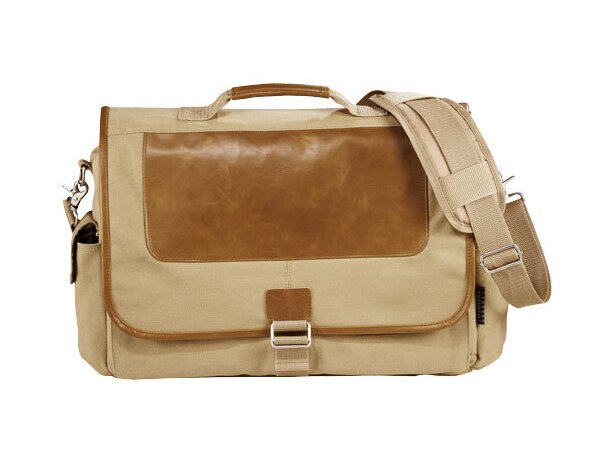 Bolsa para portátil de algodón y piel personalizada marrón claro Bolsa para portátil de algodón y piel personalizada marrón claro