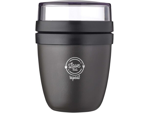 Fiambrera Mini Mepal Ellipse 300+120 ml dos compartimentos Negro intenso detalle 4