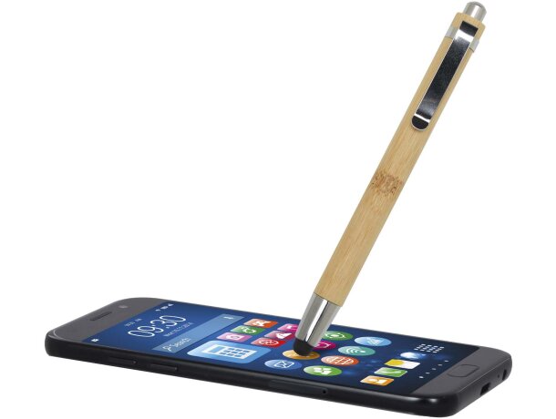 Bolígrafo de bambú Elm certificado FSC con tinta negra Natural detalle 3