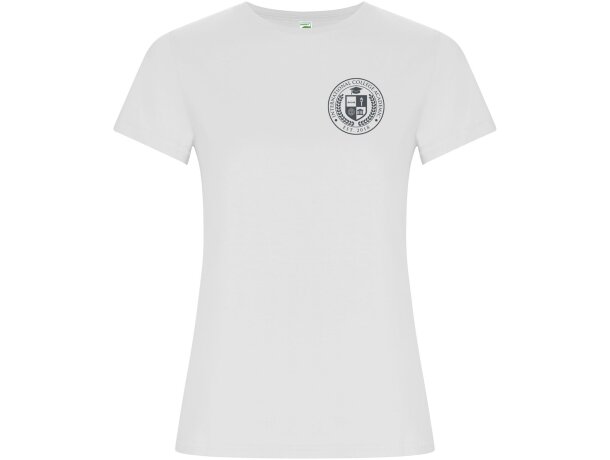 Camiseta mujer algodón orgánico entallada Golden Roly Blanco detalle 1