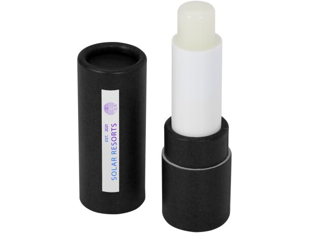 Bálsamo labial Adony SPF15 en envase de papel reciclado Negro intenso detalle 5