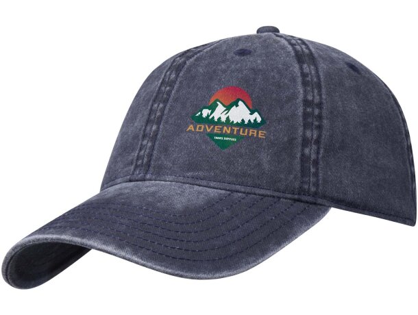 Gorra lavada de 6 paneles Grafton con algodón reciclado Azul marino detalle 4