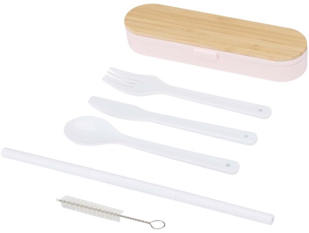 Set cubiertos reutilizables con tapa bambú Runa Gris pizarra detalle 24