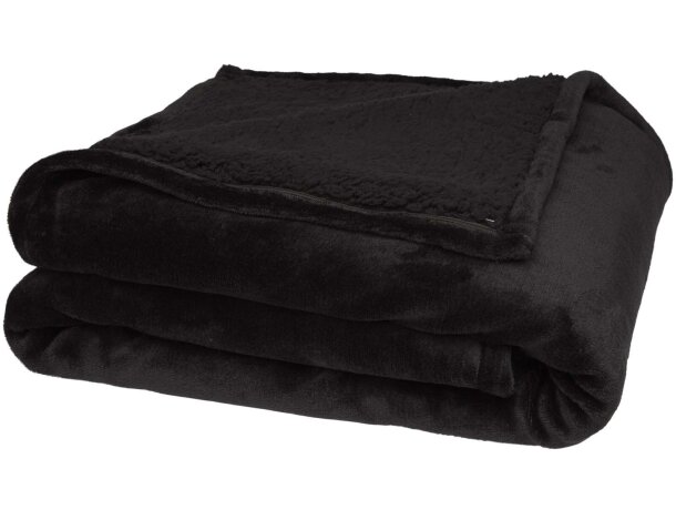 Manta sherpa Ashen de poliéster reciclado certificado GRS Negro intenso detalle 3