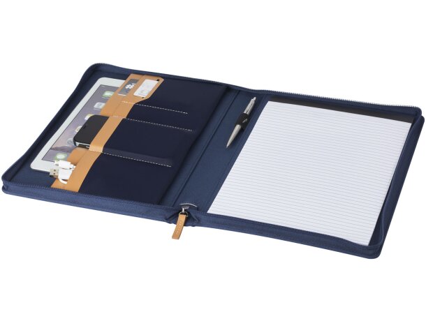 Portafolios A4 Nomumi con poliéster reciclado y papel FSC Azul marino detalle 11