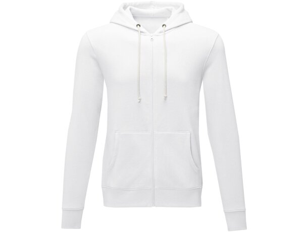 Sudadera con capucha y cremallera completa hombre Theron Blanco detalle 2